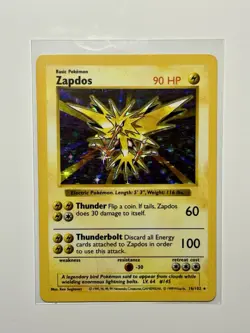 1999 Pokemon Zapdos Shadowless Holo Base Set 16/102 – MP / Vintage Rare - Image 1