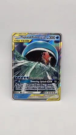 Pokemon TCG Magikarp & Wailord GX Black Star Promo SM166 Sm Holo - Damaged - Image 1