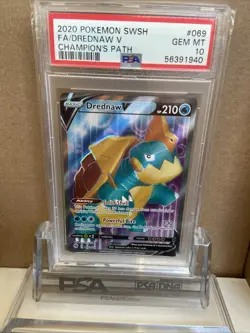 2020 POKEMON SWORD & SHIELD CHAMP'S PATH #069 FULL ART/DREDNAW V PSA 10 - Image 1