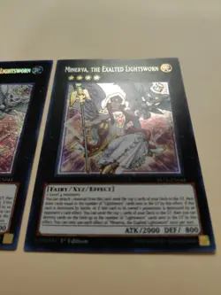 2x Yugioh! Minerva, The Exalted Lightsworn BLLR-EN044 Secret Rare 1st Edition LP - Image 3
