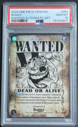 One Piece Buggy OP09 #051 SP Wanted Poster Alternative Art PSA 10 - Image 1