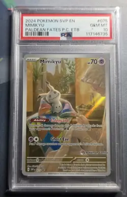 PSA 10 Mimikyu Paldean Fates Pokemon Center Stamp Exclusive ETB SVP 075 GEM MINT - Image 1