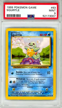 1999 Pokemon Game Squirtle #63 PSA 9 MINT - Image 1