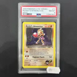 Rockets Hitmonchan Gym Heroes Card 11/132 PSA 8 NM-MT Holo Rare WOTC Pokemon - Image 1