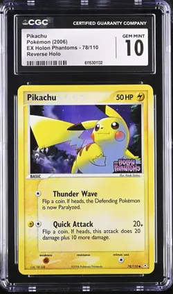 CGC 10 Pikachu 2006 EX Holon Phantoms 78/110 Reverse Holo Stamped Pokemon Card - Image 1