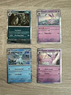 Pokemon Cards Umbreon Glaceon Sylveon Espeon Holos Set With Bonus Gift - Image 1