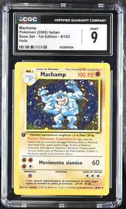 CGC 9 MINT Machamp 2000 Base Set 1st Edition 8/102 Holo ITALIAN Pokemon Card - Image 1