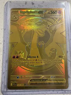 Pokemon Mega Charizard X EX HYPER RARE GOLD Card 130/094 Phantasmal Flames - Image 2