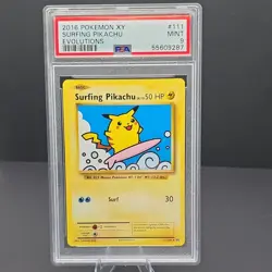 Pokemon Surfing Pikachu 111/108 Evolutions Secret Rare Regular PSA 9 - Image 1