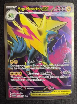 Near Mint Mega Manectric ex 158/132 Pokemon Mega Evolution Ultra Rare Full Art - Image 1