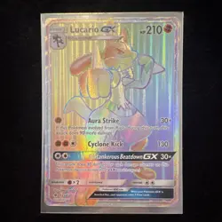 Pokemon Lucario GX Secret Rare Full Art 135/131 SM Forbidden Light 210 HP - Image 1