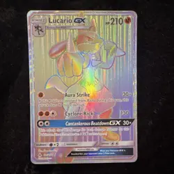 Pokemon Lucario GX Secret Rare Full Art 135/131 SM Forbidden Light 210 HP - Image 2