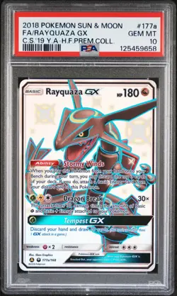 2016 POKEMON RAYQUAZA GX SUN & MOON ALTERNATE ART #177A PSA 10 GEM MINT - Image 1