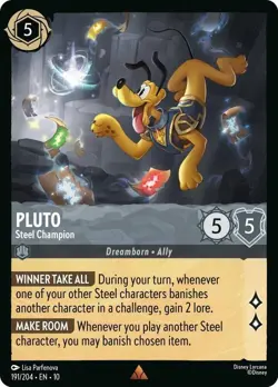 Disney Lorcana TCG Whispers in the Well Pluto - Steel Champion 191/204 - Image 1