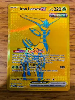 NM! Iron Leaves ex (176/131) Prismatic Evolutions Gold Hyper Rare Pokemon Card! - Image 1