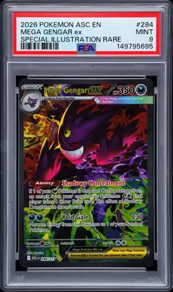 2026 POKEMON ASCENDED HEROES SPECIAL ILLUSTRATION RARE #284 MEGA GENGAR EX PSA 9 - Image 1