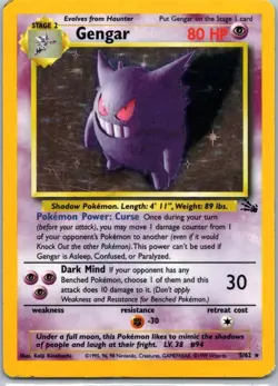 GENGAR ~POKEMON TCG FOSSIL UNLIMITED 1999 HOLO RARE MP 🔥 (5/62) ~LOOK! - Image 1