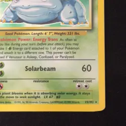 Venusaur 15/102 Base Set Unlimited Holo Rare WOTC Vintage Pokemon English LP - Image 5
