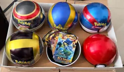 Pokemon TCG D21 Pokeball Tins x5 (Cosmic Eclipse Vivid Voltage Rebel Clash) - Image 1