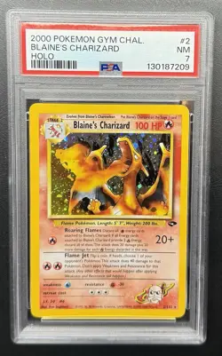 2000 POKEMON GYM CHALLENGE HOLO #2 BLAINE'S CHARIZARD PSA 7 - Image 1