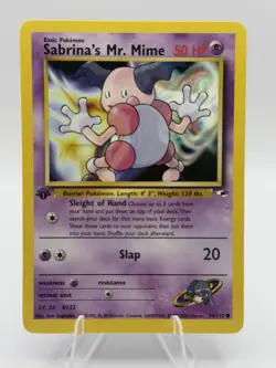 Pokemon Sabrina's Mr. Mime Gym Heroes 1st Edition 94/132 Rare Regular 50 HP Card - Image 1