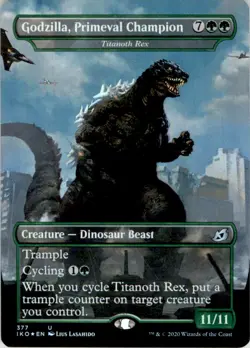 2020 MTG Ikoria: Lair of Behemoths Tokens Godzilla, Primeval Champion #377 LP - Image 1