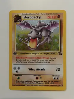 Pokemon Aerosactyl 1st Edition Fossil Holo 1/62 1999 Card NM - Image 1