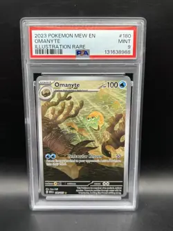 2023 Pokemon 151 Omanyte FULL ART ILLUSTRATION RARE 180/165 PSA 9 MINT - Image 1
