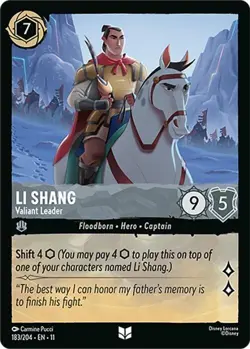 DISNEY LORCANA TCG - Winterspell Li Shang - Valiant Leader Uncommon 183/204 - Image 1