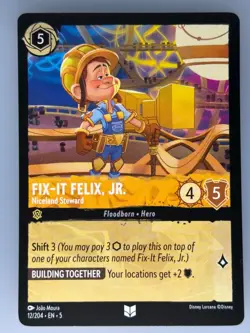 Disney Lorcana Fix It Felix Jr. Niceland Steward Shimmering Skies #12/204 NM - Image 1
