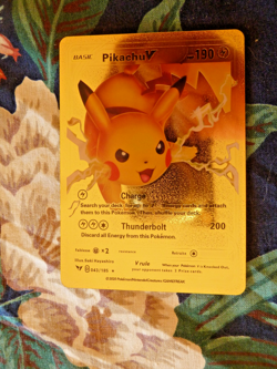 Pikachu V Gold Foil Textured Fan Art Card - Vivid Voltage 2020 Pokemon HP 190 - Image 1