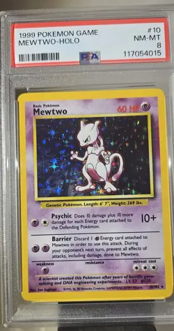 1999 Pokemon Base Set (MEWTWO HOLO) GRADED PSA-8 CARD # 10/102 - Image 2