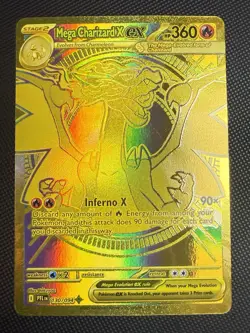 Pokemon Gold Mega Charizard X EX PFL Full Art Holo 130/094 360HP Flame Card - Image 3