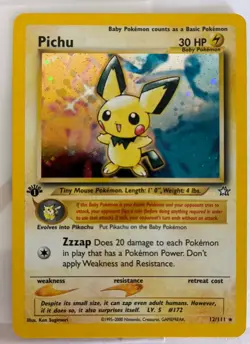 🥇Pichu 1st Edition Holo Neo Genesis 12/111 Rare Pokemon TCG ⚡2000 NM + - Image 1