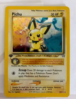 🥇Pichu 1st Edition Holo Neo Genesis 12/111 Rare Pokemon TCG ⚡2000 NM + - Image 2