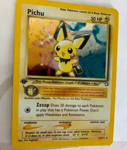 🥇Pichu 1st Edition Holo Neo Genesis 12/111 Rare Pokemon TCG ⚡2000 NM + - Image 3