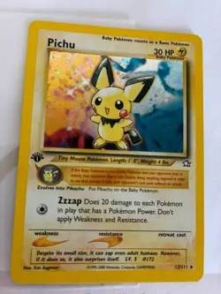 🥇Pichu 1st Edition Holo Neo Genesis 12/111 Rare Pokemon TCG ⚡2000 NM + - Image 4