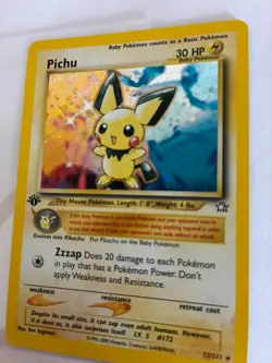 🥇Pichu 1st Edition Holo Neo Genesis 12/111 Rare Pokemon TCG ⚡2000 NM + - Image 5