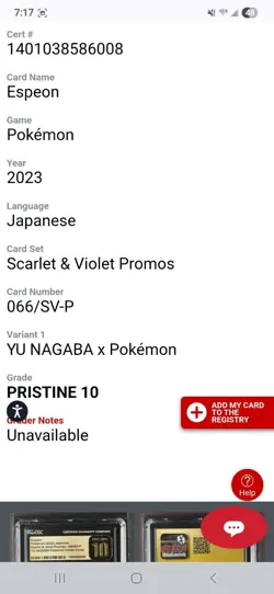 CGC PRISTINE 10 YU NAGABA ESPEON 066/SV-P 2023 JAPANESE POKEMON CARD PROMO - Image 3