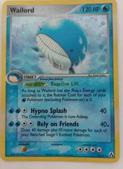 Pokemon Wailord Holo Rare Trading Card Legend Maker 14/92 TCG 2006 #Live - Image 1