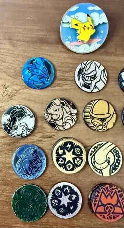 Assorted Pokemon Coin Lot 33 Count Small Coins Japanese 2 Pins - Image 2