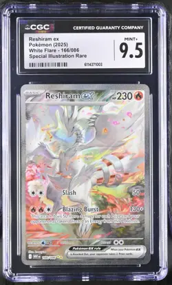 CGC 9.5 POKEMON 2025 WHITE FLARE RESHIRAM EX SPECIAL ILLUSTRATION RARE SIR 166 - Image 1
