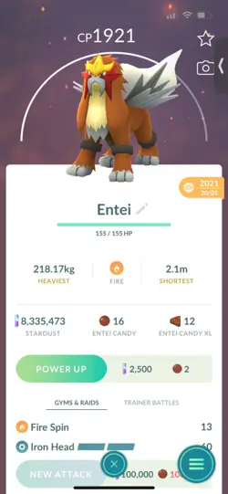 Pokemon Go Legendary Entei ( Normal ) ( Reduced) - Image 1