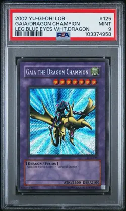 2002 Yu-Gi-Oh! Gaia The Dragon Champion LOB Unlimited Secret Rare PSA 9 - Image 1