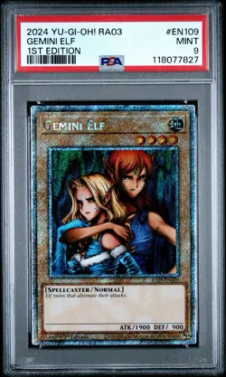 Yu-Gi-Oh! Gemini Elf RA03-EN109 Platinum Secret Rare 1st Ed PSA 9 Graded MINT - Image 2