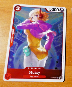 ONE PIECE CARD GAME HOLO CARTE FRANCAISE STUSSY ST21-006 FR NM - Image 1