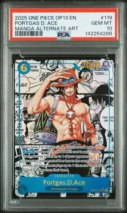 PSA 10 Portgas D. Ace Manga Alternate Art #OP13-119 One Piece English - Image 1