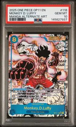 PSA 10 Monkey D. Luffy Manga Alternate Art #OP11-118 One Piece English - Image 1