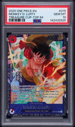 PSA 10 Monkey D. Luffy #OP12-015 Treasure Cup Top 64 One Piece English - Image 1