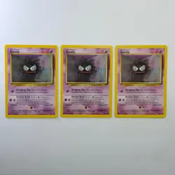 Pokemon TCG Gastly Base Set #50/102 3-Card Lot WOTC Vintage 1999 - Image 1